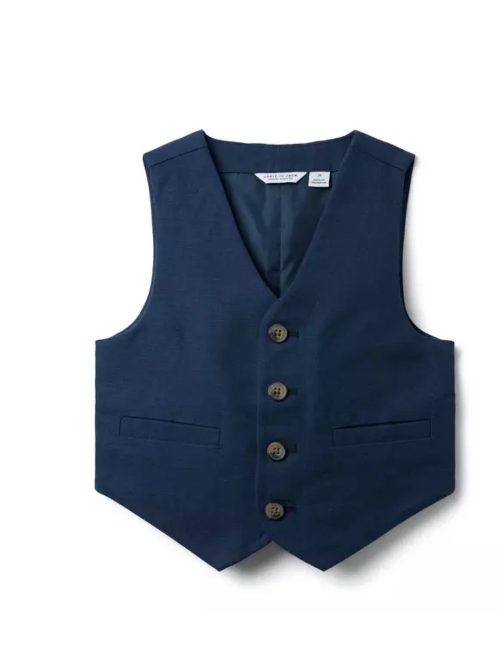 Janie and Jack Navy Blue Tailored Linen-Cotton Button Vest